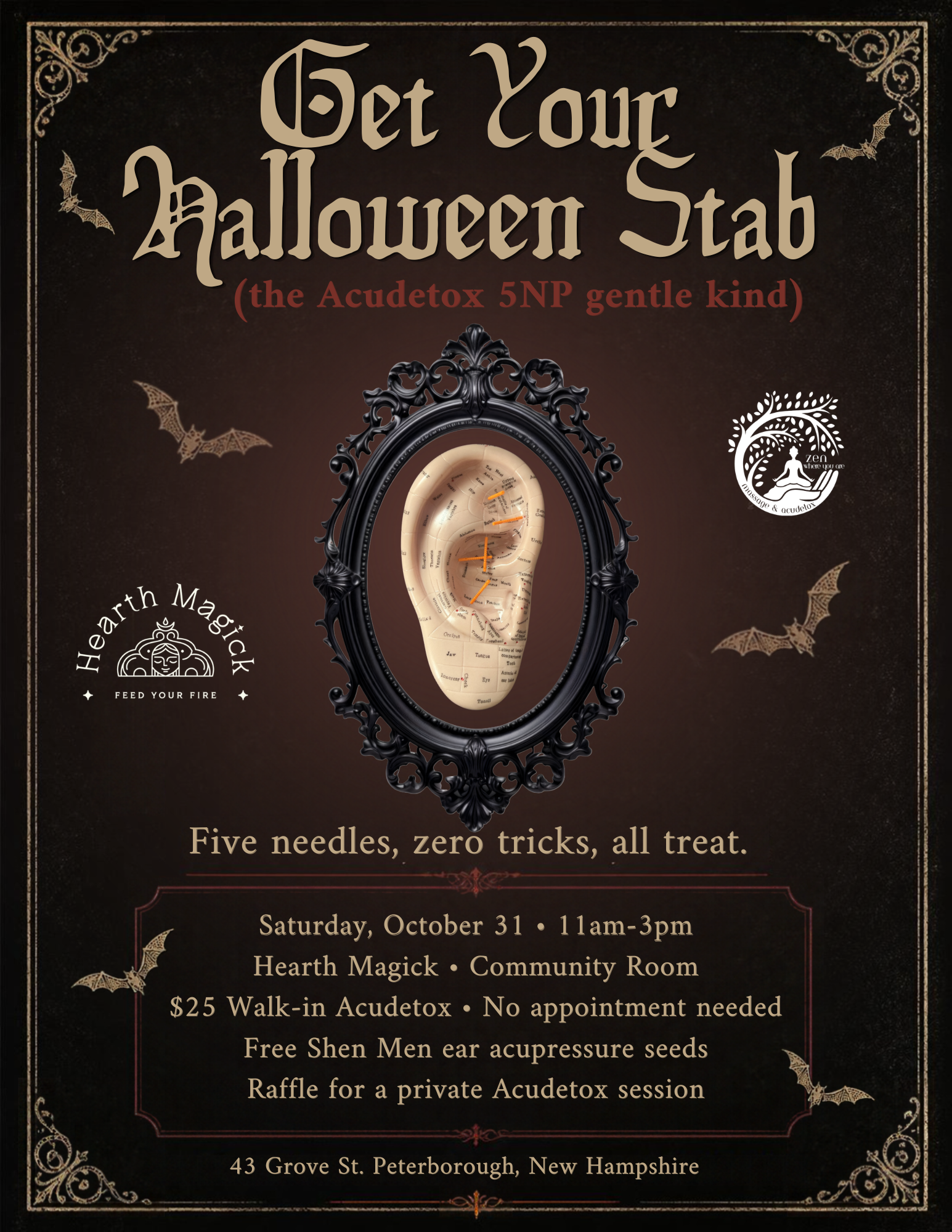 Acudetox at Hearth Magick in Peterborough 10/31, 11-3:00